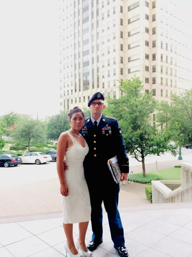 Military Veteran's wedding in Army Suit
