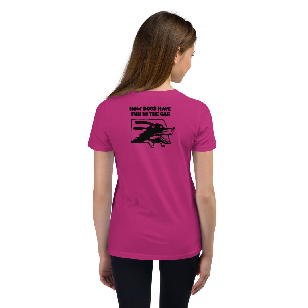 How Dogs Have Fun In The Car Youth T-Shirt - Image 6