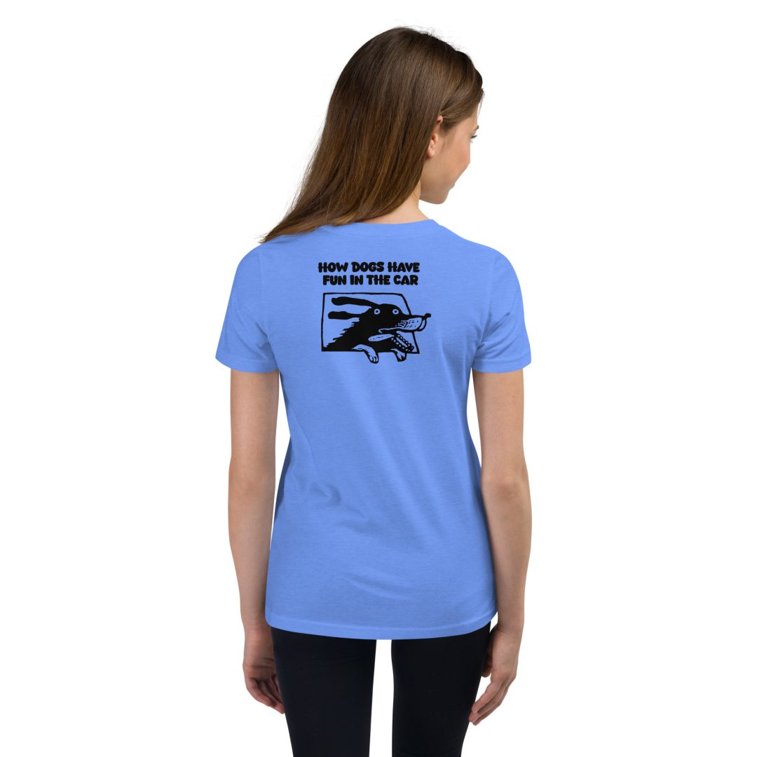 How Dogs Have Fun In The Car Youth T-Shirt - Image 8