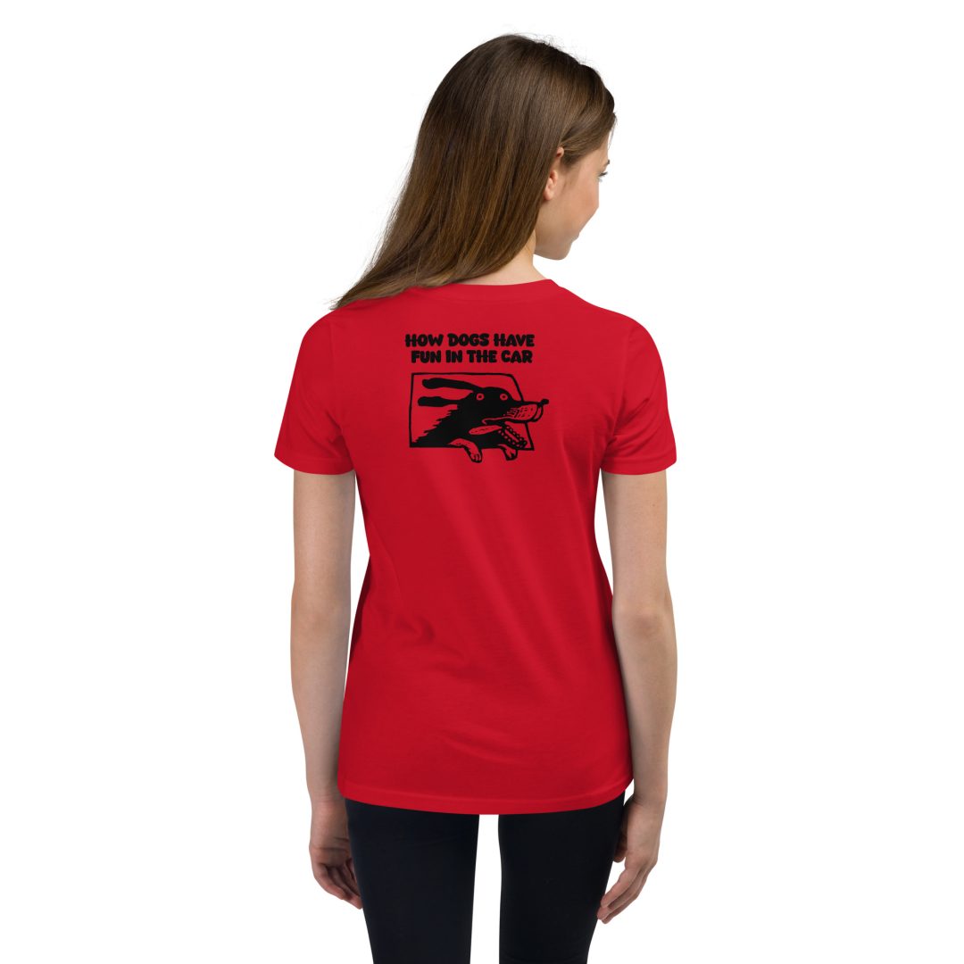 How Dogs Have Fun In The Car Youth T-Shirt - Image 2