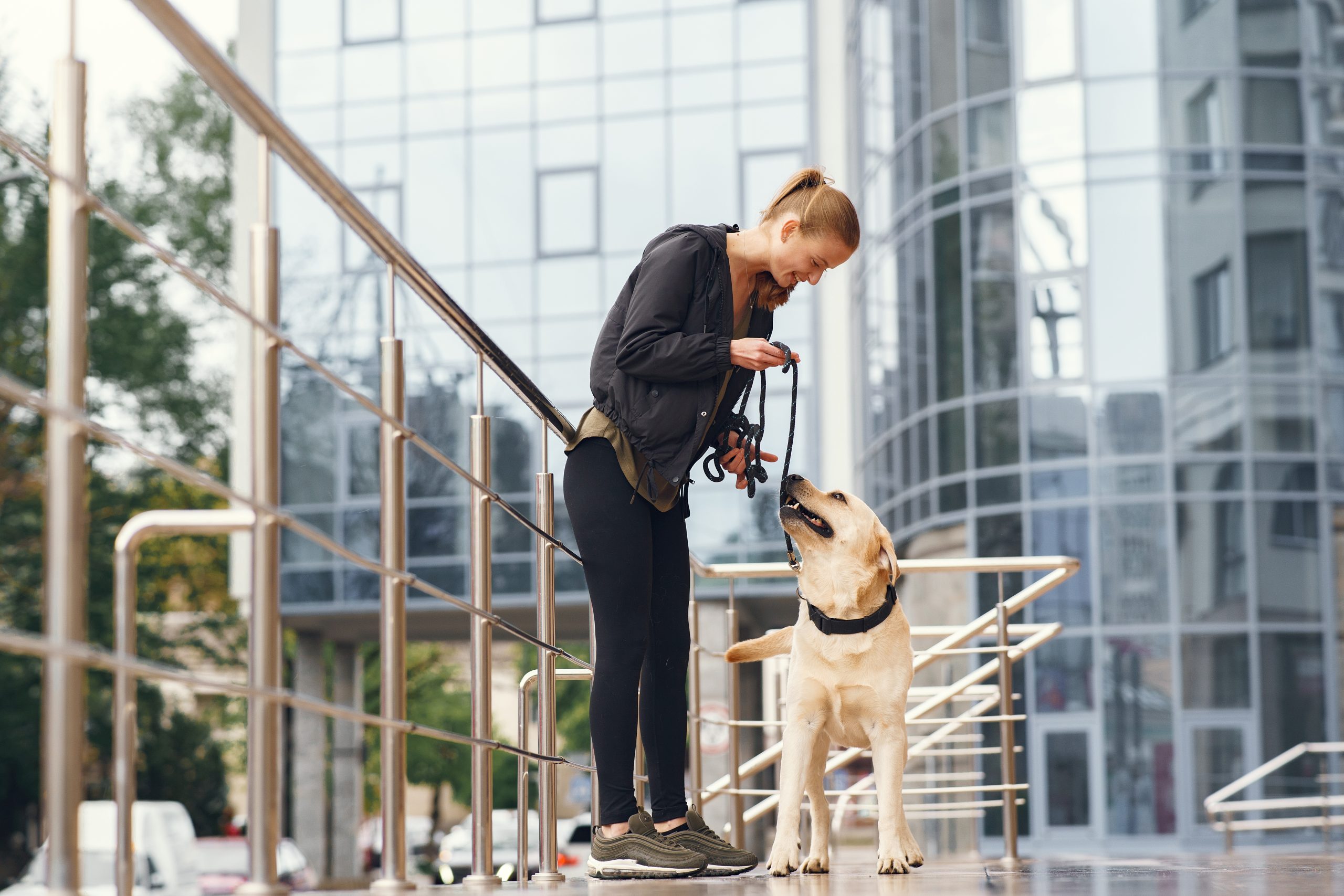 Portrait of a woman with her beautiful dog